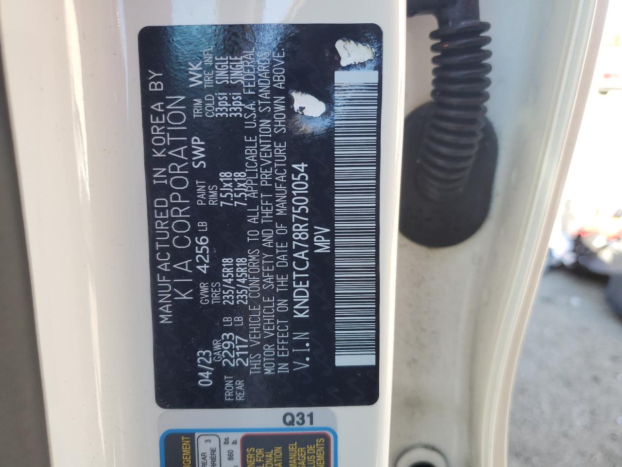 2024 KIA Seltos VIN KNDETCA78R7501054 Copart auction photo, rear end damage thumbnail 14