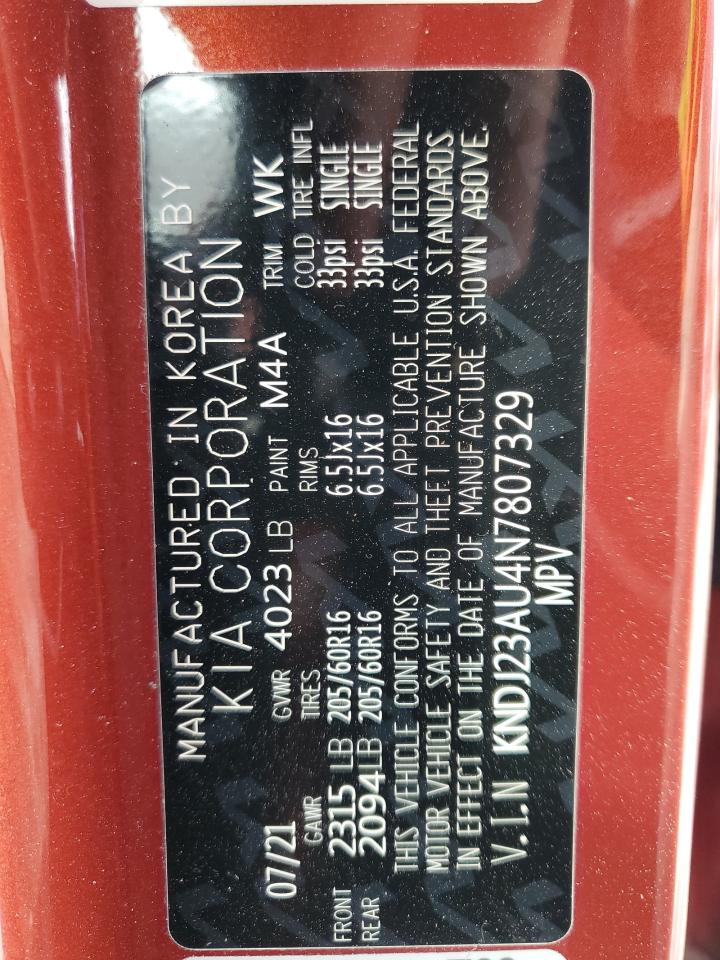 2022 KIA Soul VIN KNDJ23AU4N7807329 Copart auction photo, front end / minor dent/scratches damage thumbnail 15