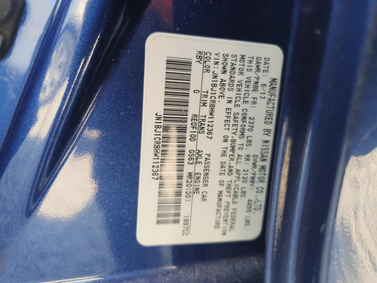 2017 Nissan Rogue VIN JN1BJ1CR8HW112367 Copart auction photo, front end damage thumbnail 13