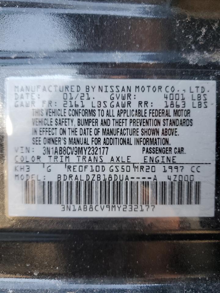 2021 Nissan Sentra VIN 3N1AB8CV9MY232177 Copart auction photo, front end damage thumbnail 14
