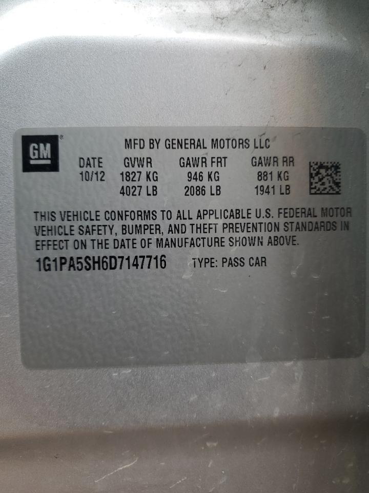 2013 Chevrolet Cruze VIN 1G1PA5SH6D7147716 Copart auction photo, side / minor dent/scratches damage thumbnail 12