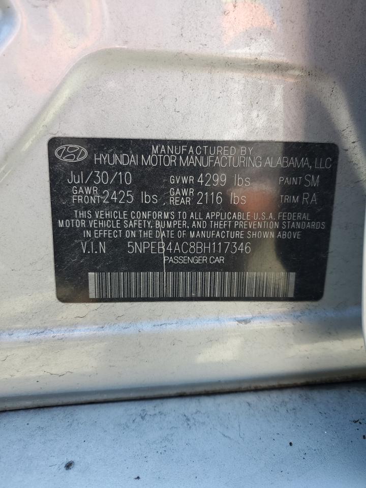 2011 Hyundai Sonata VIN 5NPEB4AC8BH117346 Copart auction photo, rear end damage thumbnail 12