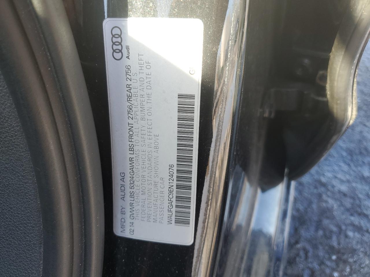 2014 Audi A6 VIN WAUFGAFC9EN124076 Copart auction photo, front end / minor dent/scratches damage thumbnail 13