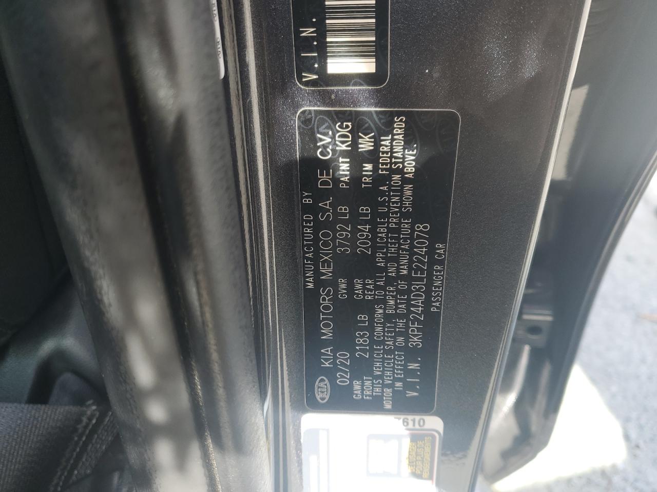 2020 KIA Forte VIN 3KPF24AD3LE224078 Copart auction photo, front end damage thumbnail 12