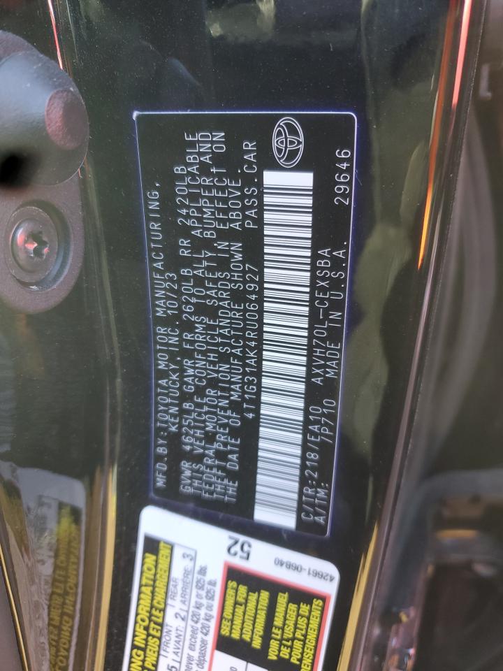2024 Toyota Camry VIN 4T1G31AK4RU064927 Copart auction photo, front end / side damage thumbnail 12