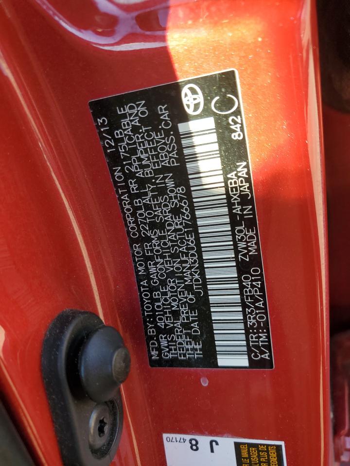 2014 Toyota Prius VIN JTDKN3DU6E1766678 Copart auction photo, front end damage thumbnail 14