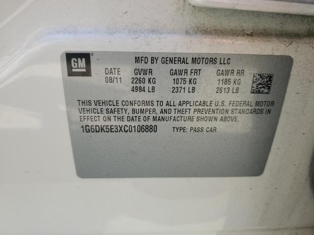 2012 Cadillac CTS VIN 1G6DK5E3XC0106880 Copart auction photo, front end damage thumbnail 12
