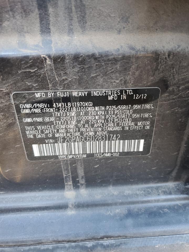 2013 Subaru XV VIN JF2GPAGC6D2831742 Copart auction photo, rear end damage thumbnail 13