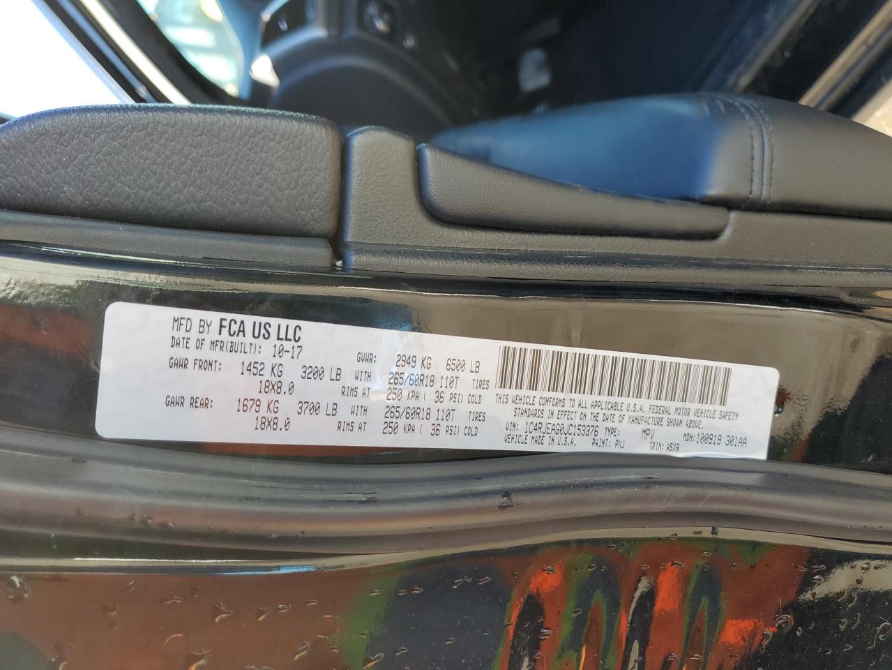2018 Jeep Grand Cherokee VIN 1C4RJEAG0JC153376 Copart auction photo, rear end damage thumbnail 13