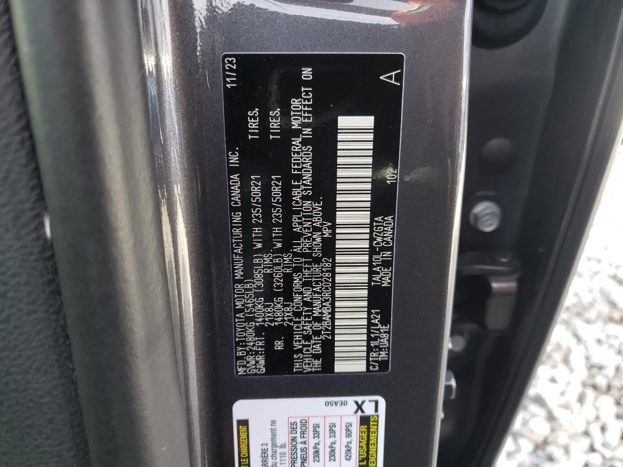 2024 Lexus RX VIN 2T2BAMBA3RC028182 Copart auction photo, rear end / front end damage thumbnail 14