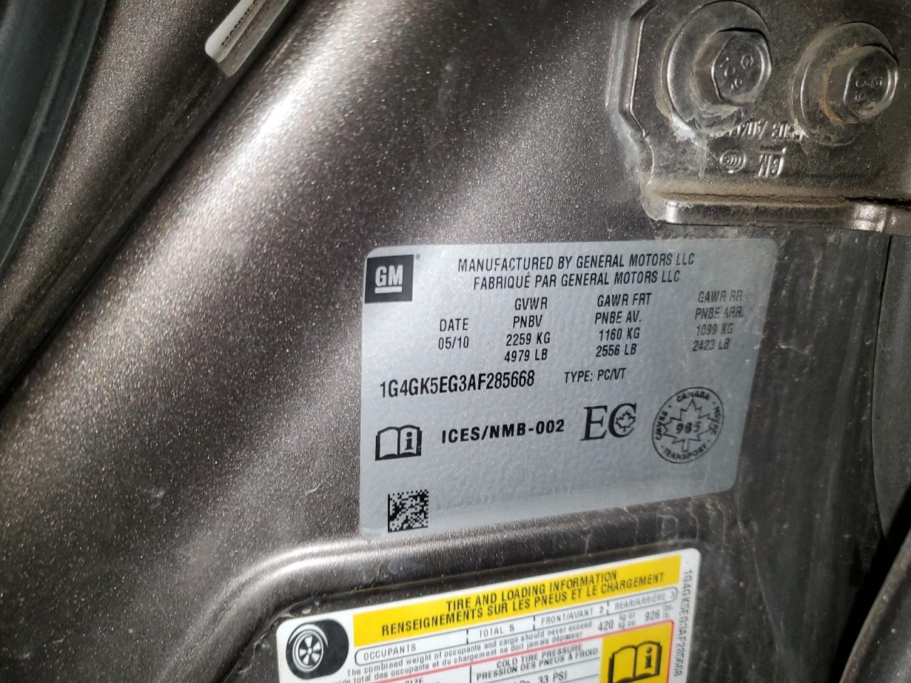 2010 Buick Allure VIN 1G4GK5EG3AF285668 Copart auction photo, front end / side damage thumbnail 12