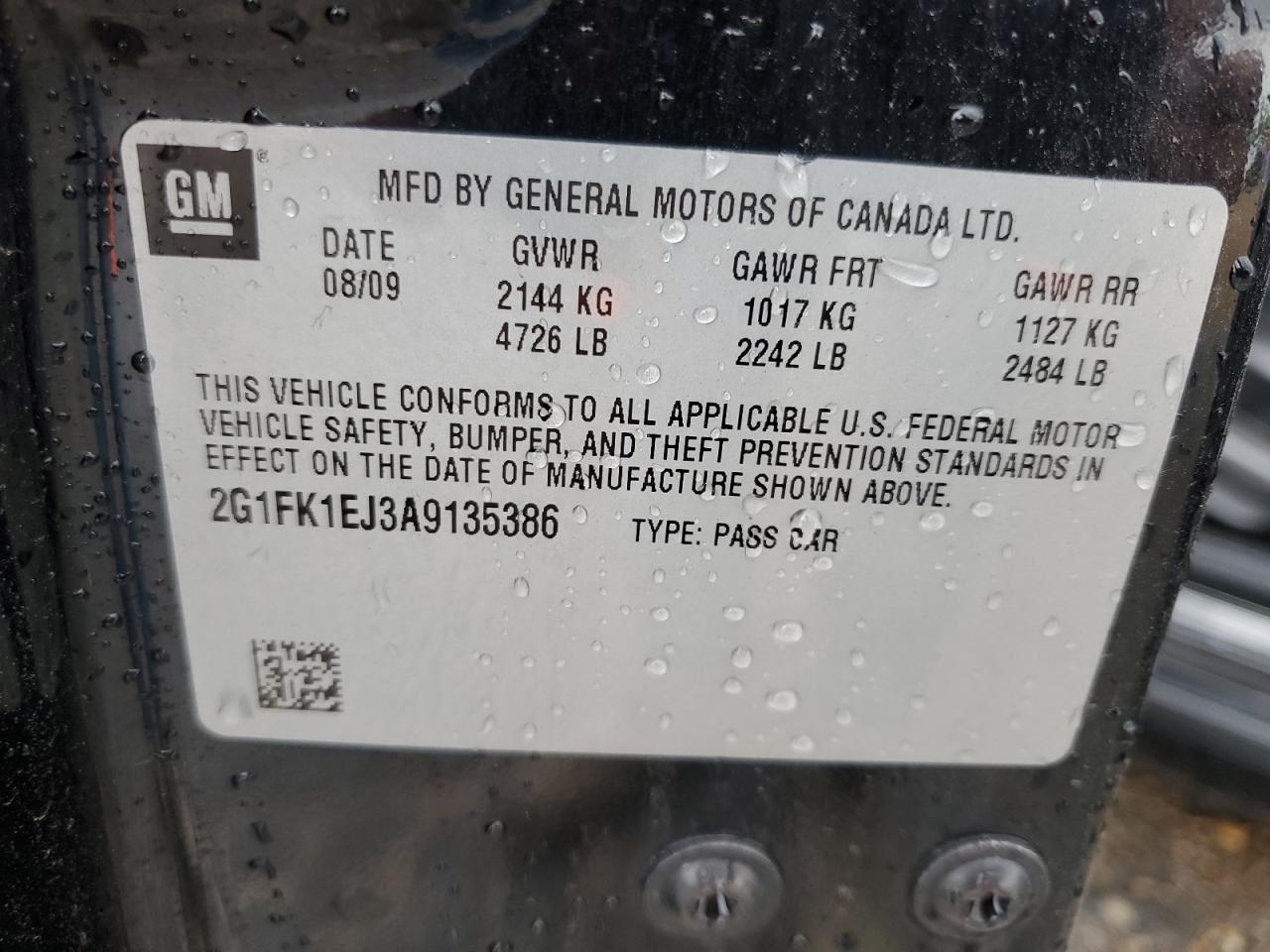 2010 Chevrolet Camaro VIN 2G1FK1EJ3A9135386 Copart auction photo, normal wear damage thumbnail 12