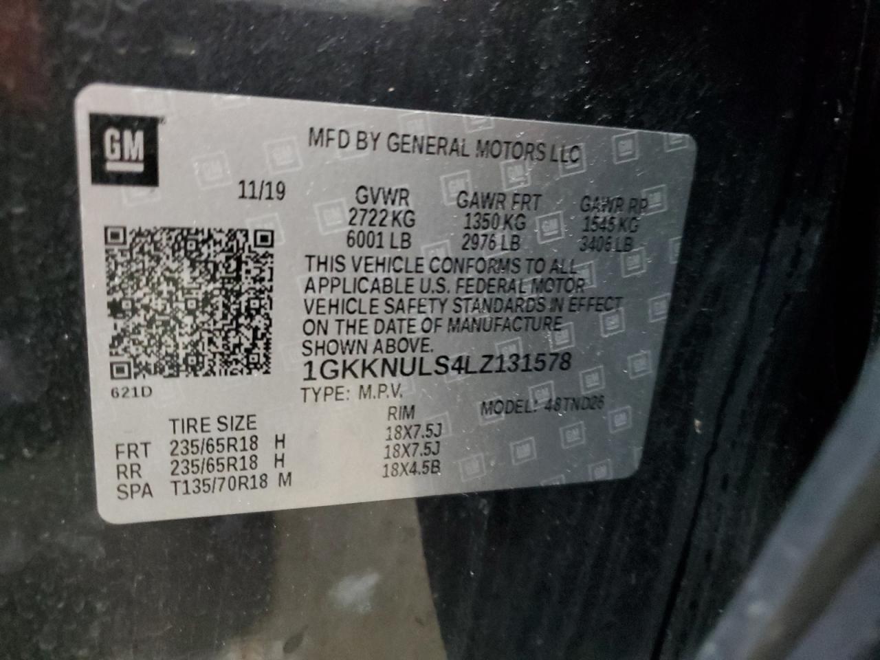 2020 GMC Acadia VIN 1GKKNULS4LZ131578 Copart auction photo, rear end damage thumbnail 14