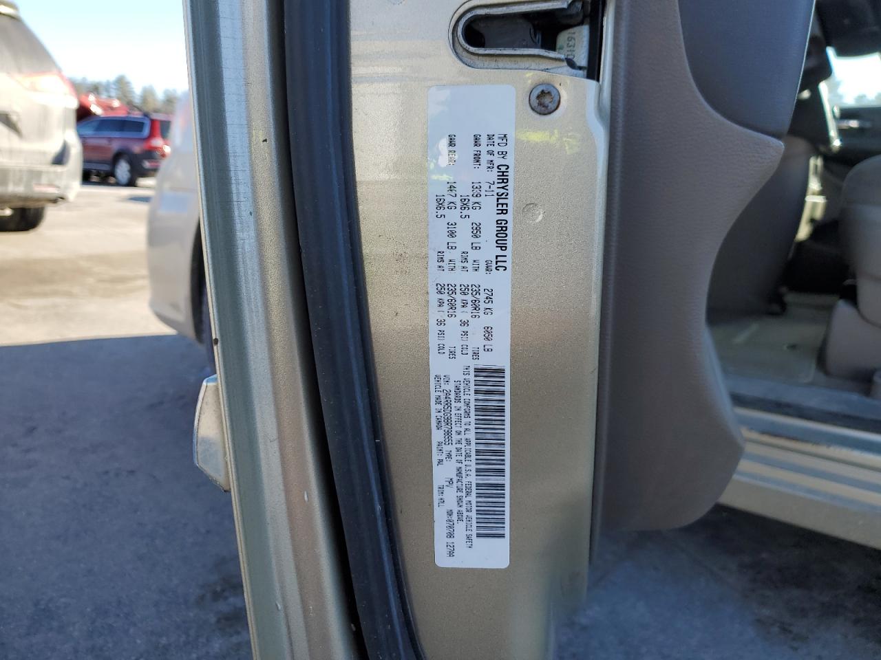 2011 Chrysler Town & Country VIN 2A4RR5DG9BR798955 Copart auction photo, rear end / side damage thumbnail 13