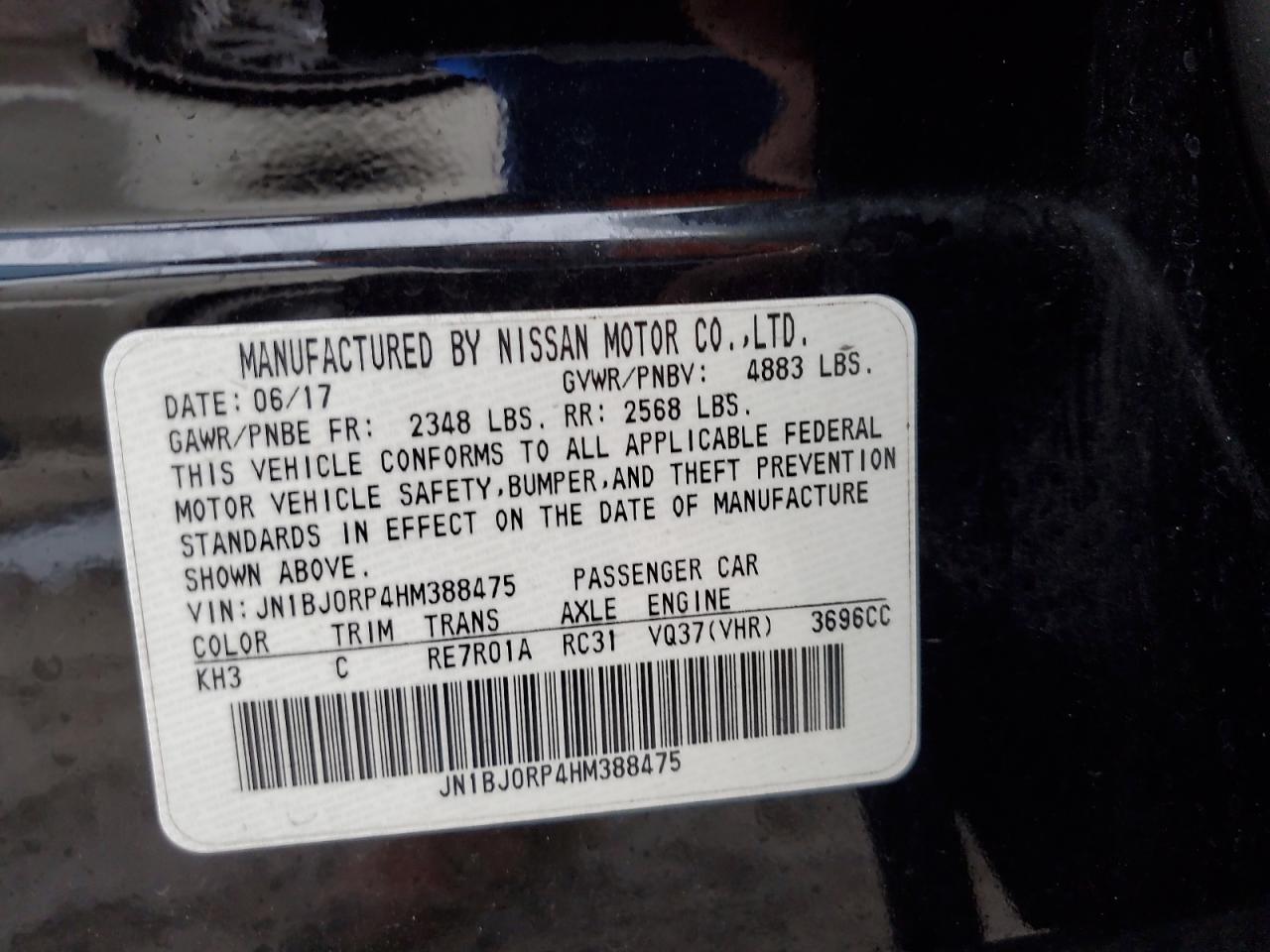 2017 Infiniti QX50 VIN JN1BJ0RP4HM388475 Copart auction photo, water/flood damage thumbnail 14