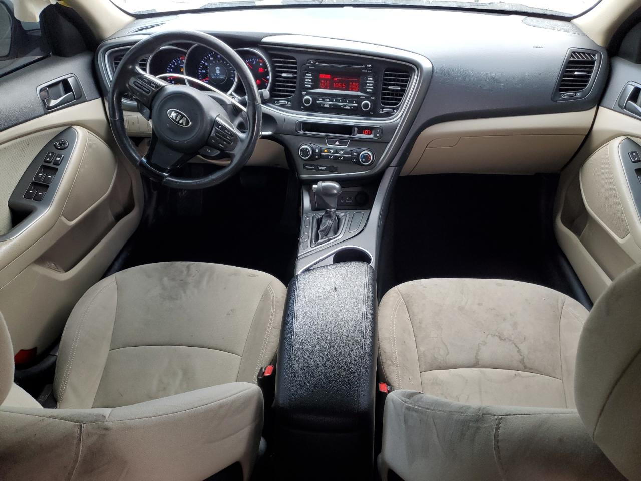 2015 KIA Optima VIN KNAGM4A75F5592705 Copart auction photo, side / front end damage thumbnail 8