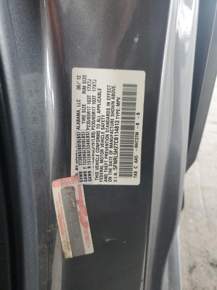 2012 Honda Odyssey VIN 5FNRL5H27CB114813 Copart auction photo, front end damage thumbnail 13