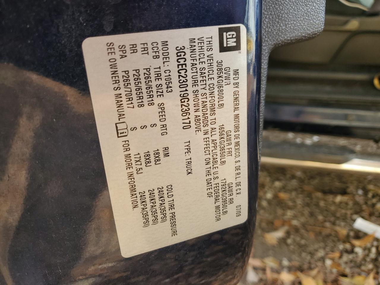 2009 Chevrolet Silverado VIN 3GCEC23019G236170 Copart auction photo, burn damage thumbnail 13