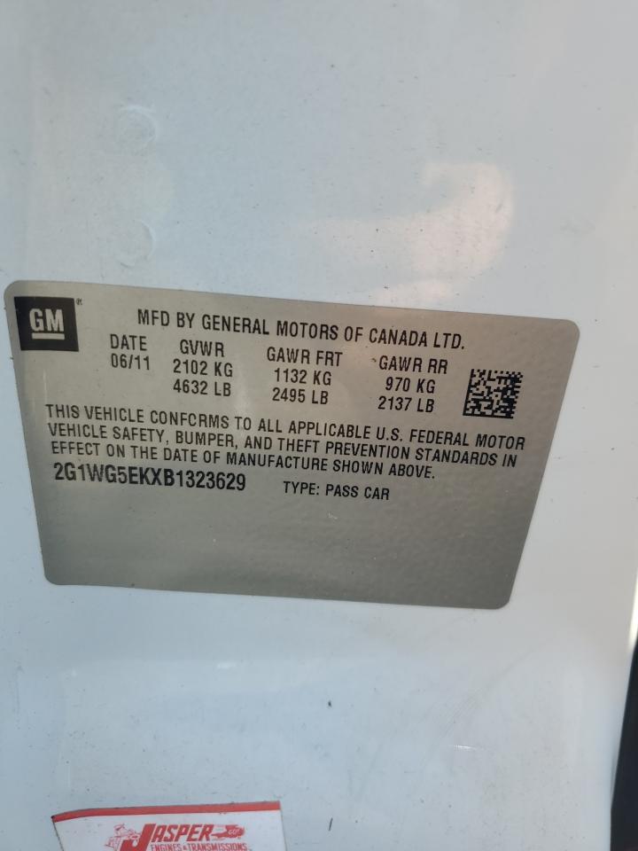 2011 Chevrolet Impala VIN 2G1WG5EKXB1323629 Copart auction photo, rear end / undercarriage damage thumbnail 12