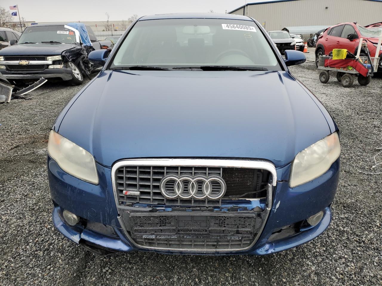 2008 Audi A4 VIN WAUDF78EX8A010840 Copart auction photo, front end damage thumbnail 5