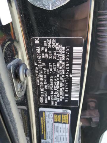 2013 KIA Sorento VIN 5XYKTCA62DG405751 Copart auction photo, side damage thumbnail 12
