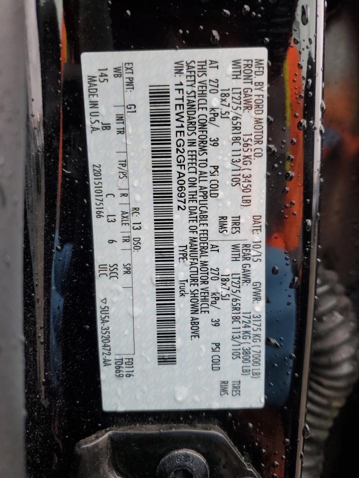 2016 Ford F-150 VIN 1FTEW1EG2GFA06972 Copart auction photo, side damage thumbnail 12