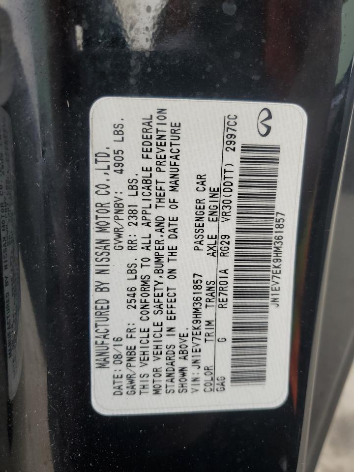 2017 Infiniti Q60 VIN JN1EV7EK9HM361857 Copart auction photo, minor dent/scratches damage thumbnail 12