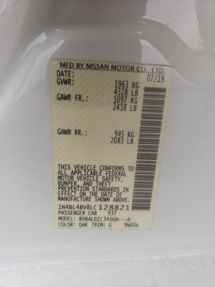 2020 Nissan Altima VIN 1N4BL4BV8LC128821 Copart auction photo, front end / minor dent/scratches damage thumbnail 13