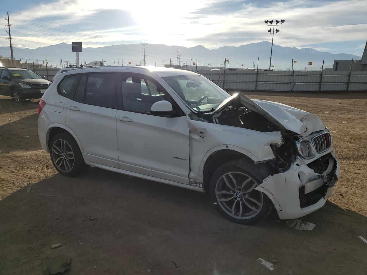 2015 BMW X3 VIN 5UXWX7C58F0K33024 Copart auction photo, front end / side damage thumbnail 4