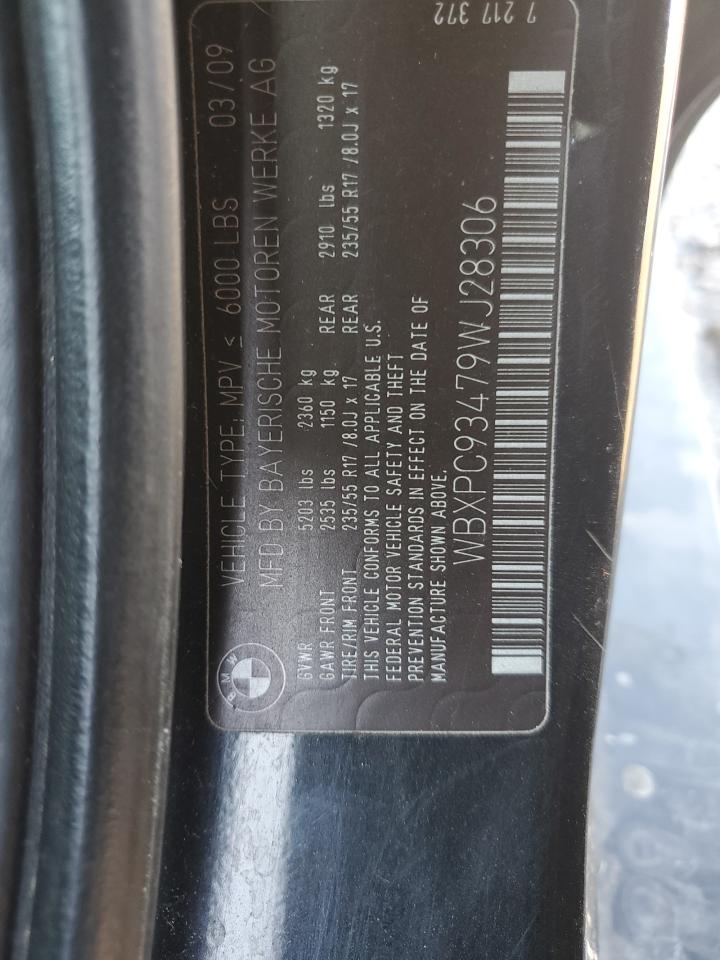 2009 BMW X3 VIN WBXPC93479WJ28306 Copart auction photo, front end damage thumbnail 13