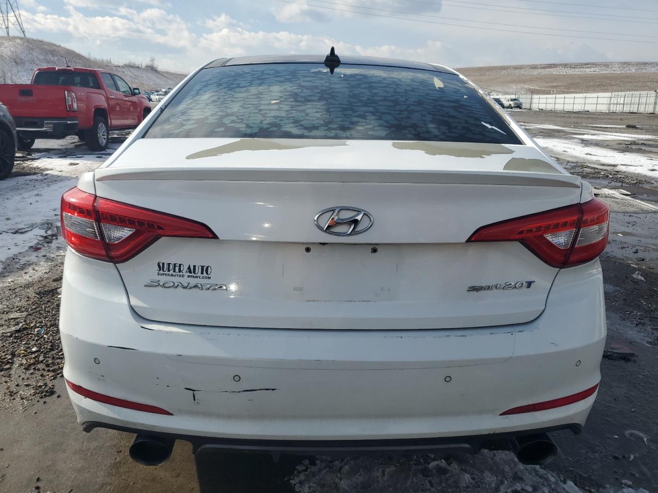 2015 Hyundai Sonata VIN 5NPE34AB4FH041831 Copart auction photo, front end / side damage thumbnail 6