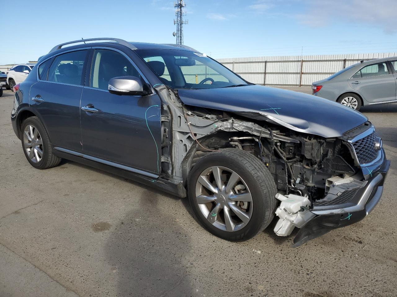 2017 Infiniti QX50 VIN JN1BJ0RR4HM405759 Copart auction photo, front end / side damage thumbnail 4