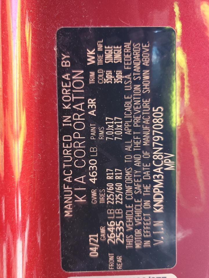 2022 KIA Sportage VIN KNDPM3AC8N7970805 Copart auction photo, side damage thumbnail 15