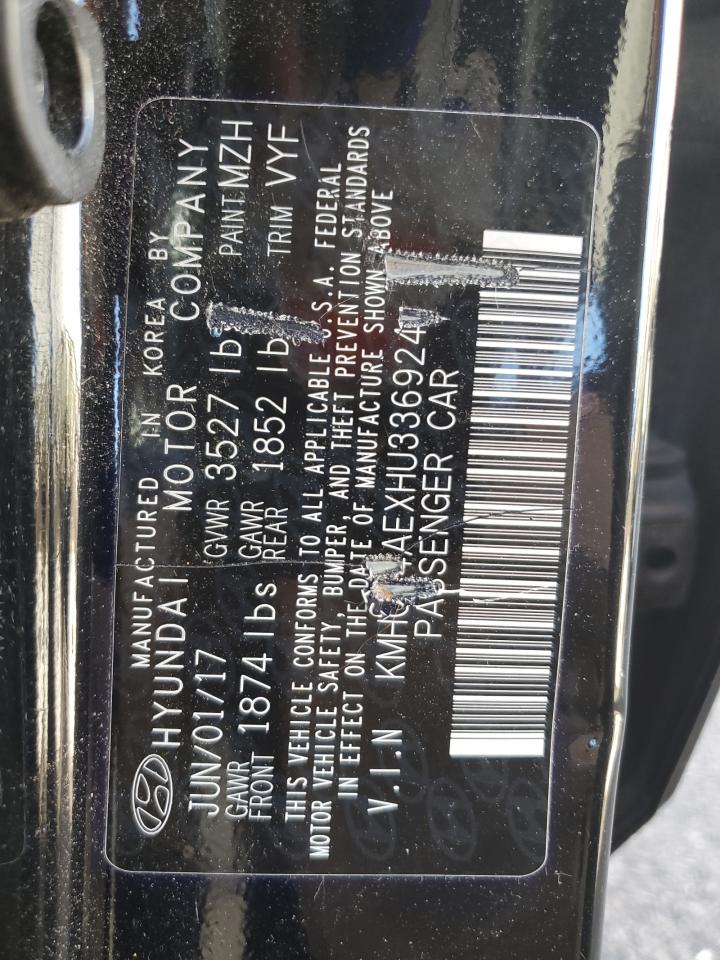 2017 Hyundai Accent VIN KMHCT4AEXHU336924 Copart auction photo, front end / frame damage damage thumbnail 13