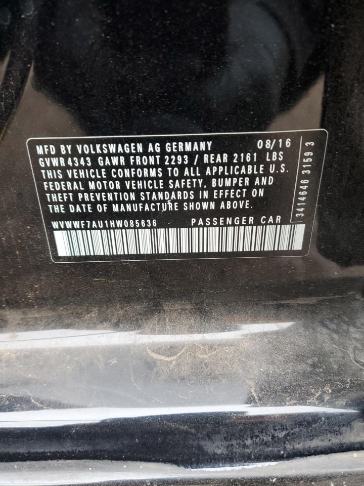 2017 Volkswagen Golf VIN WVWWF7AU1HW085636 Copart auction photo, all over / minor dent/scratches damage thumbnail 13