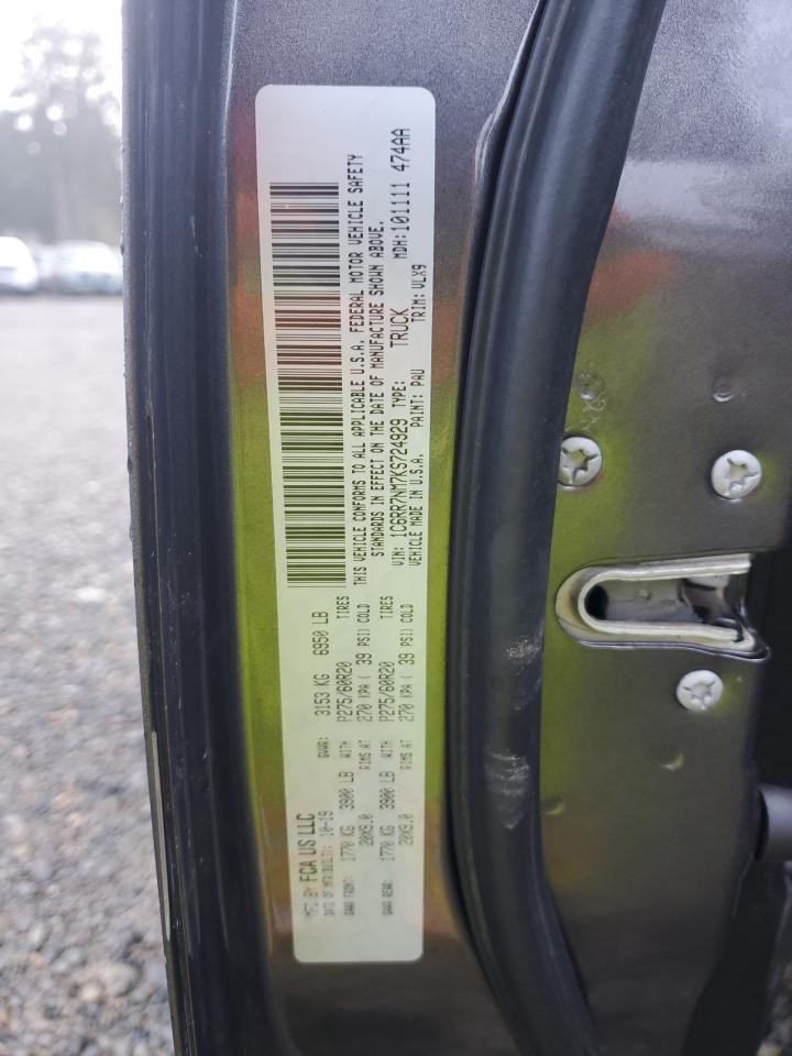 2019 RAM 1500 VIN 1C6RR7NM7KS724929 Copart auction photo, front end damage thumbnail 14