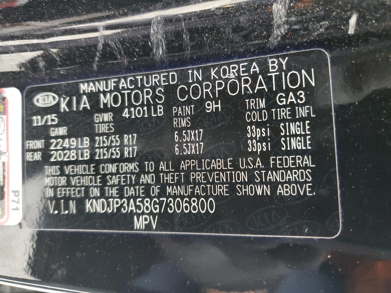 2016 KIA Soul VIN KNDJP3A58G7306800 Copart auction photo, all over damage thumbnail 13