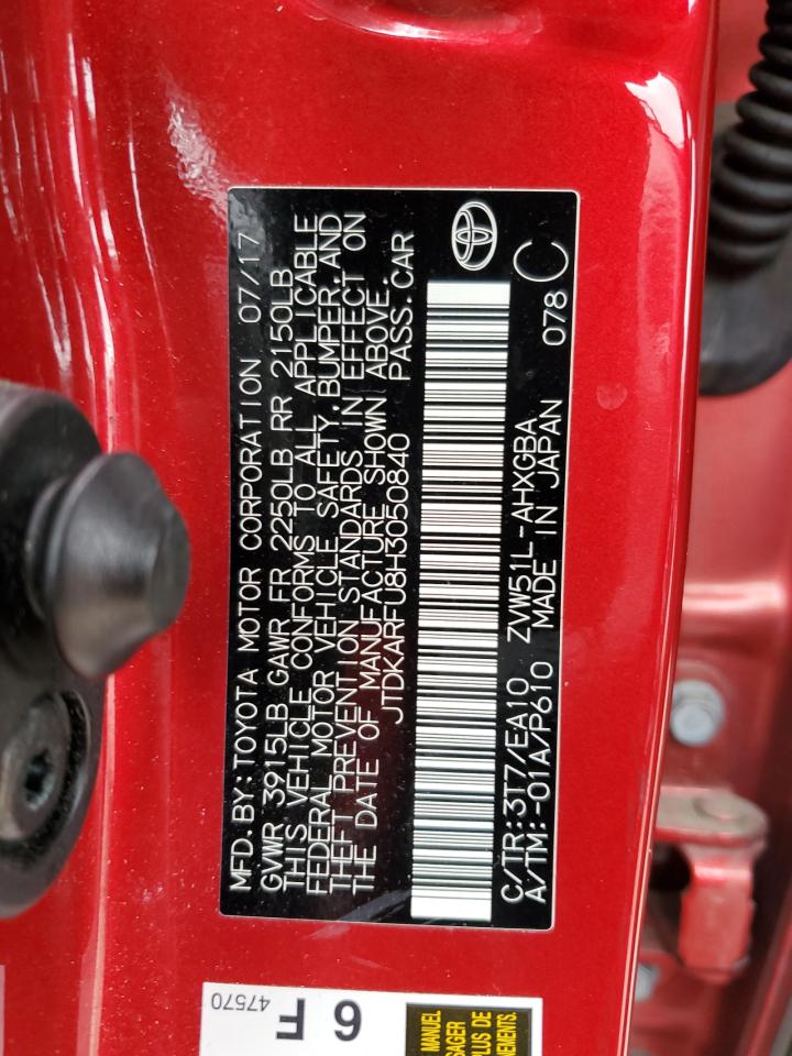 2017 Toyota Prius VIN JTDKARFU8H3050840 Copart auction photo, front end damage thumbnail 15