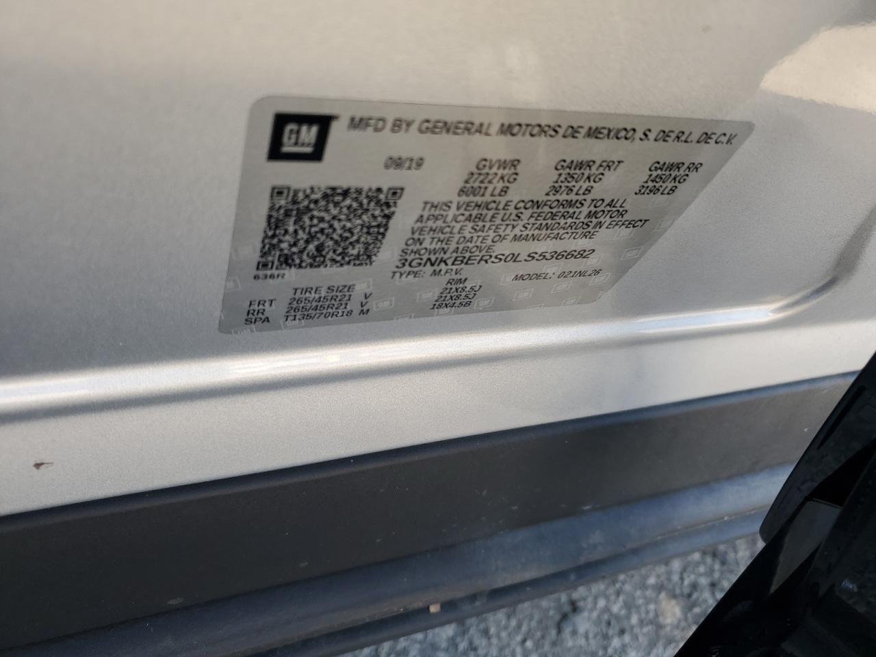 2020 Chevrolet Blazer VIN 3GNKBERS0LS536682 Copart auction photo, front end damage thumbnail 16