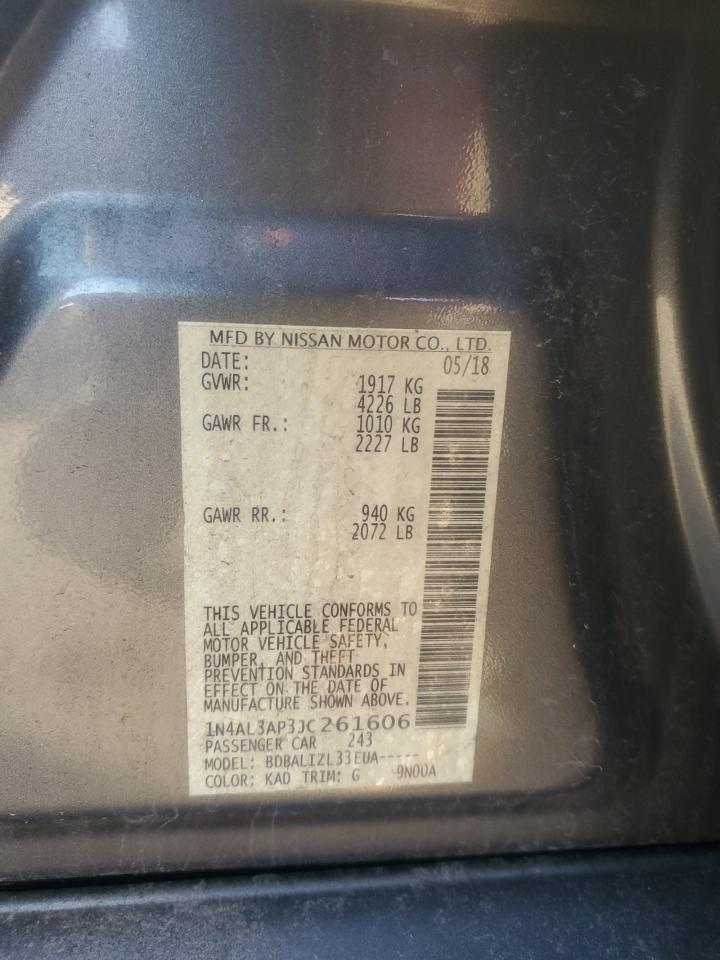 2018 Nissan Altima VIN 1N4AL3AP3JC261606 Copart auction photo, front end damage thumbnail 14