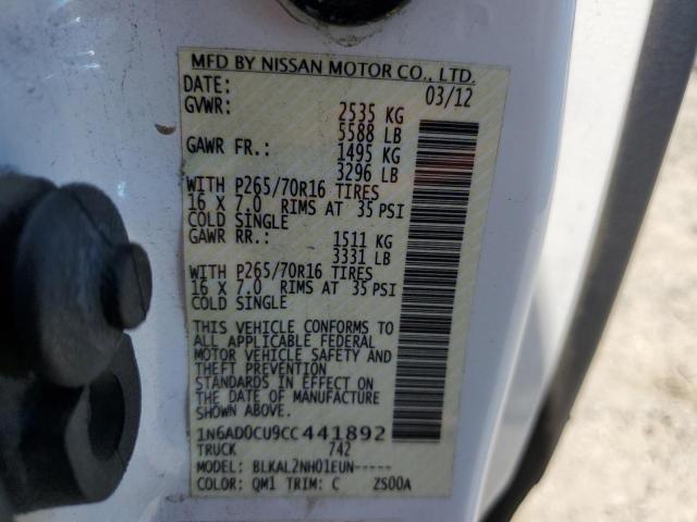 2012 Nissan Navara (Frontier) VIN 1N6AD0CU9CC441892 Copart auction photo, rear end / front end damage thumbnail 13