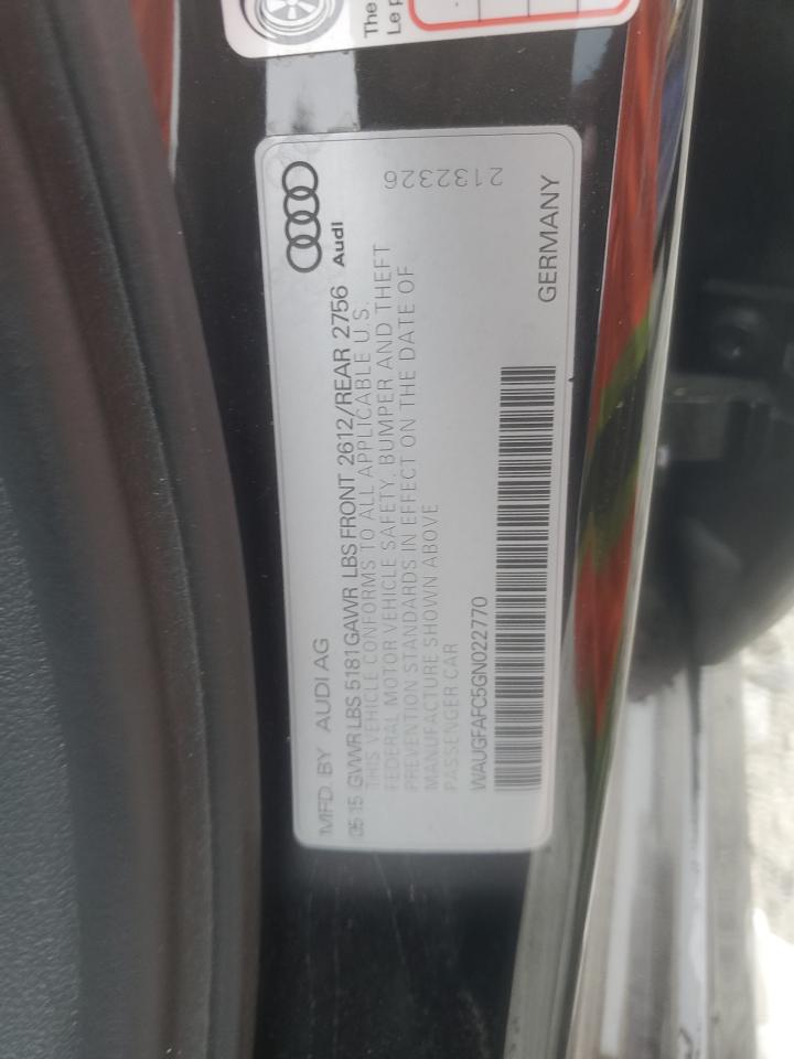 2016 Audi A6 VIN WAUGFAFC5GN022770 Copart auction photo, front end damage thumbnail 12