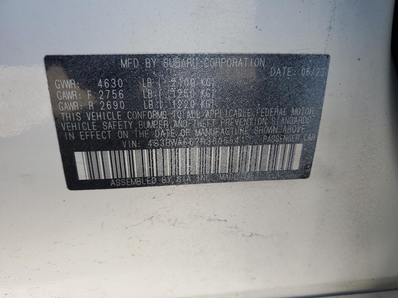 2024 Subaru Legacy VIN 4S3BWAF67R3005541 Copart auction photo, front end damage thumbnail 12