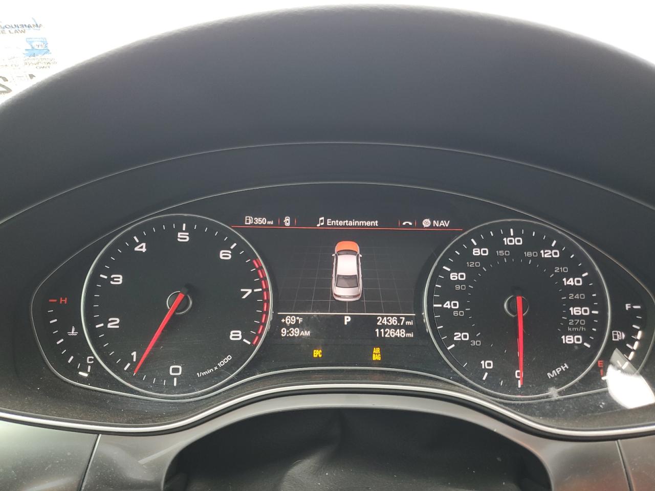 2015 Audi A6 VIN WAUFGAFC1FN005360 Copart auction photo, rear end / side damage thumbnail 9