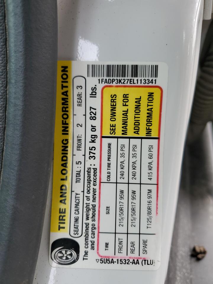 2014 Ford Focus VIN 1FADP3K27EL113341 Copart auction photo, all over damage thumbnail 14