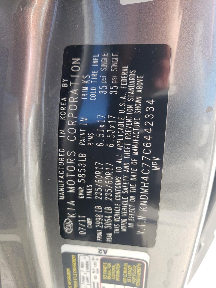 2012 KIA Sedona VIN KNDMH4C77C6442334 Copart auction photo, rear end damage thumbnail 16