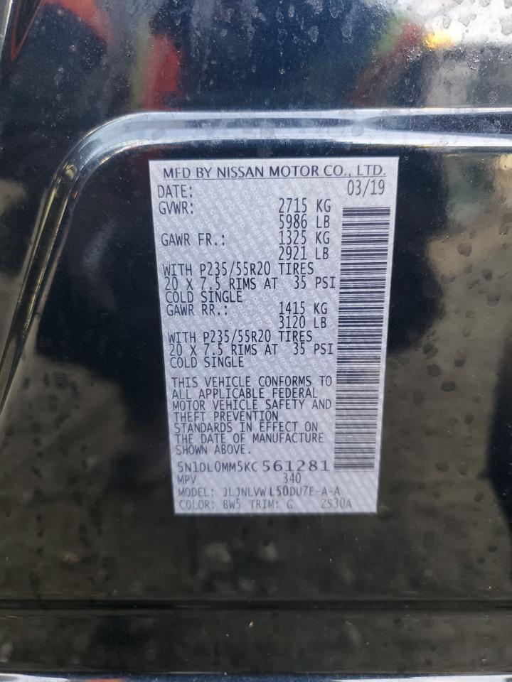 2019 Infiniti QX60 VIN 5N1DL0MM5KC561281 Copart auction photo, front end / minor dent/scratches damage thumbnail 13