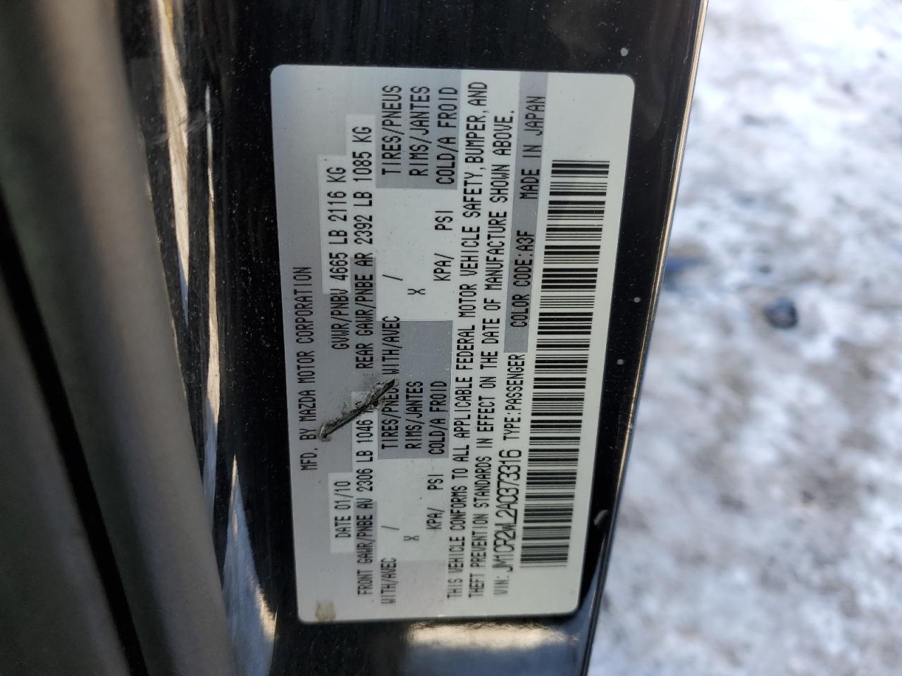 2010 Mazda 5 VIN JM1CR2WL2A0373316 Copart auction photo, front end / minor dent/scratches damage thumbnail 16