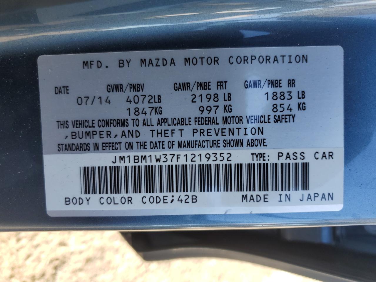 2015 Mazda 3 VIN JM1BM1W37F1219352 Copart auction photo, rear end / minor dent/scratches damage thumbnail 12