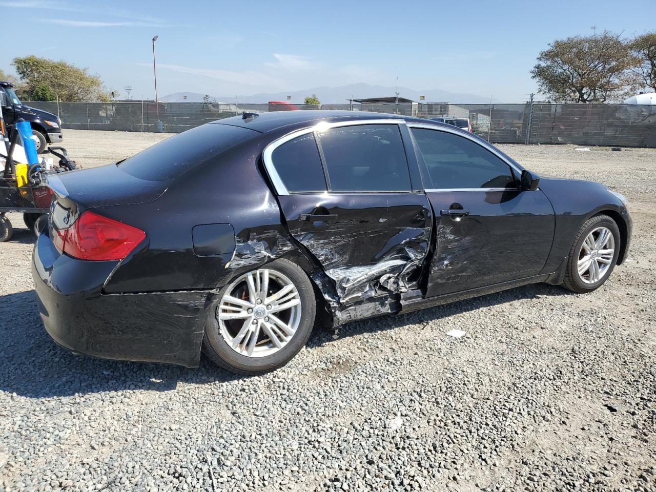 2012 Infiniti G VIN JN1CV6AP1CM623639 Copart auction photo, side / rear end damage thumbnail 3